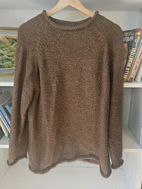 Rollneck Collar Knit Sweater Brown Alpaca Wool Blend Medium 90s Minimalism Boho